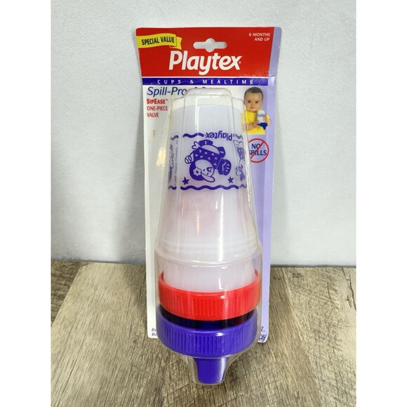 Vintage Playtex 2 Pack 6 Mo+ Plastic Spill Proof Training Sippy Cups Sports 6oz - Picture 1 of 5